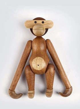 北欧实木猴子 创意家居摆件装饰木质可爱荡秋千猴子工艺品礼品木