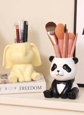 学习很苦坚持很酷草莓熊熊猫笔筒小摆件学生儿童桌面励志生日礼物