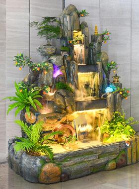 高山流水摆件、财富喷泉、财富景观、客厅阳台、落地式鱼池、风水