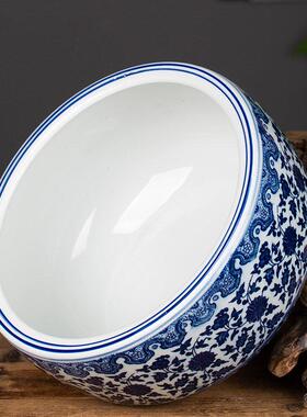 景德镇陶瓷青花瓷聚宝盆家财摆件中国古典古架摆件