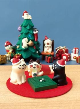 日式zak390a圣诞和节昭歌会猫咪摆件平安夜可爱场礼景k创意装饰小