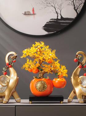 事事如意招财大象一对玄关电视柜办公室轻奢高档摆件乔迁新居礼品