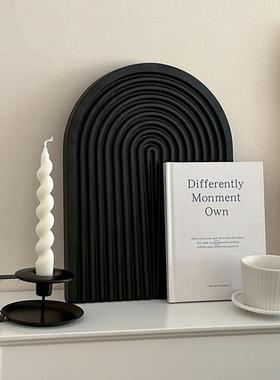 ins风黑色实木托盘摆件香薰香水展示收纳盘日式拍照道具客厅装饰