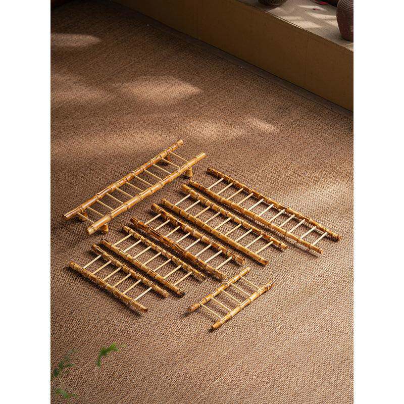 Tea cup rack, tea set storage rack, cup drain rack, bamboo whip drying cup rack, new house decoration, step by step bamboo ladder ornaments