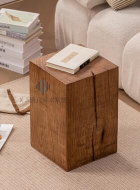 ?木做墩原木实木方Fh(x}&aq边形几茶几复古矮凳民宿酒店花架摆旧