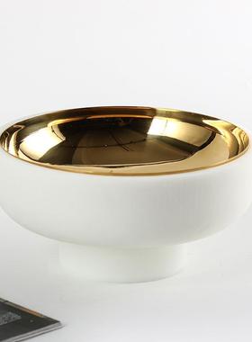 创意水果盘摆件北欧轻奢高档双层拼套收纳盆民宿酒店零食碗装饰品