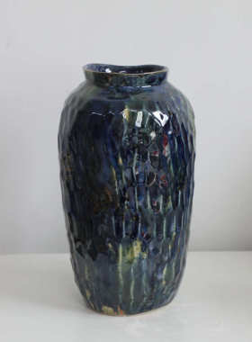 窑变釉克莱因蓝花盆陶瓷工艺品摆件陶瓷花瓶油画风家居装饰品