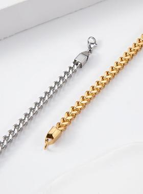 爆款热销嘻哈正反链项链 不锈钢编织链四面磨项链不锈钢单排项链