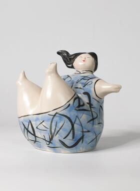 新中式中古女孩人物摆件客厅玄关桌面创意装饰乔迁礼物样板间饰品