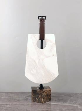 代简约大理平安扣摆件现家居客厅关1358玄柜软石装饰品样板房金属