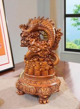 招财龙摆件聚宝盆三足鼎旋转盘龙摆件工艺礼品摆饰店铺开 业礼品