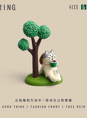 蘑菇茶会新款野餐露营猫咪野炊小摆件书桌桌面办公室好礼物送朋友