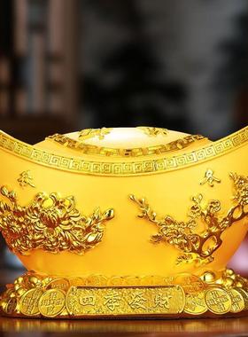 新年摆件客厅摆件高端大气上档次金元宝聚宝盆存钱罐客厅办公室店