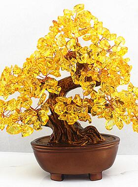 名旺水晶树 黄水晶摇钱树摆件家居酒柜装饰工艺品【厂家】