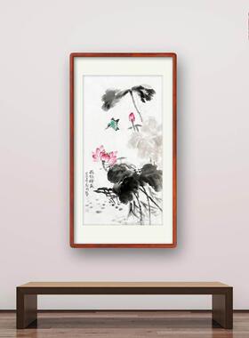 国画纯手绘荷花图写意花鸟画水墨挂画代画竖幅画芯字画作品真迹