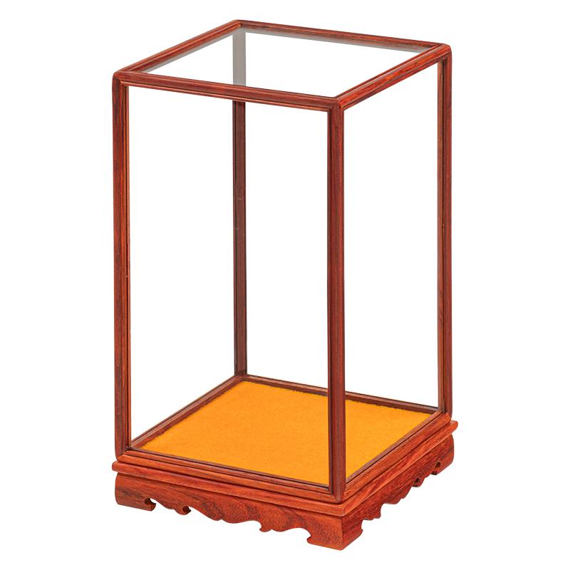 Mahogany cage glass cover ornaments handicrafts Buddha statues antique stones antique vases dust cover display box customization