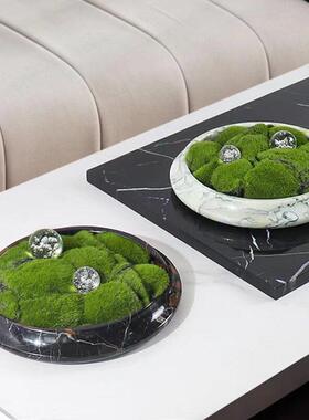 简约现代天然大理石盆栽绿植花盆客厅茶几收纳托盘餐桌烛台摆件
