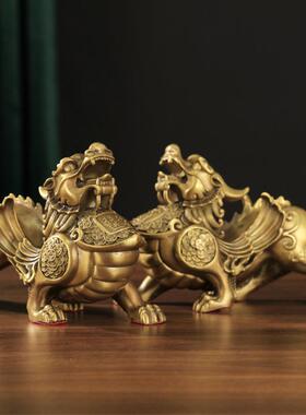 铜貔貅摆件一装对財 客厅店招铺家居公室桌饰皮办丘GFS貔恘开业礼