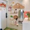 Solid wood cloud hole board full-length mirror integrated custom entry porch storage rack door behind wall storage hanger
