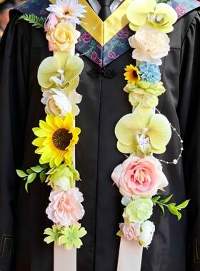 毕业季学士服肩花创意学位服手工鲜花绸缎披肩拍照氛围感出片道具