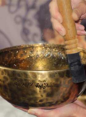 24cm 满月钵颂钵音疗尼泊尔手工铜钵瑜伽SPA理疗佛音碗钵孟摆件