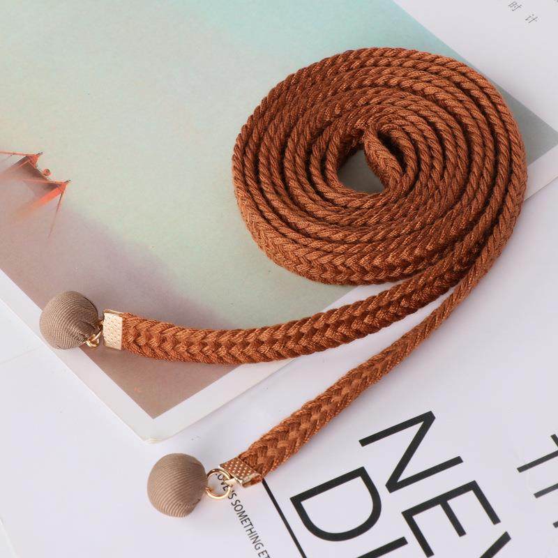 棉绳灰色腰带配饰女配长裙百搭编织打结细绳子装饰连衣裙腰绳卡其,淘宝优惠券,粉丝福利购,淘宝优惠卷