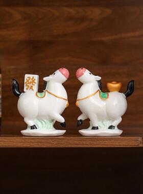 马上有钱马上发财桌面陶瓷马摆件家居装饰桌面玄关电视柜摆设装饰