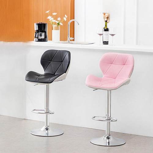 简约可升降酒吧椅美容美发吧台椅子休闲旋转高脚凳前台接待柜台椅 - 图1