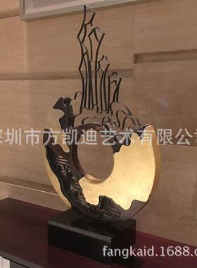 各种造型雕塑金属铁艺软装玄关酒店大堂楼梯口抽象艺术品创意摆件