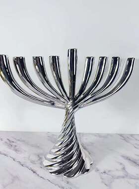 现代简约螺旋线条树脂融化烛台摆件样板间客厅茶几餐桌桌面装饰品