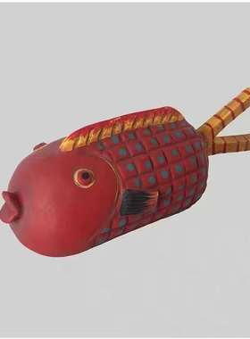 莫兰迪色北欧创意可爱嘟嘴陶瓷鱼摆件网红民宿饰品儿童房鱼挂件