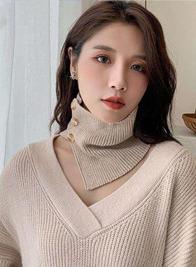 配羽绒服的领子搭配大衣的领子替换衣服领子防脏毛线围护脖颈防风
