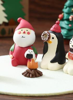 Zakka可爱手工摆件圣诞老人圣诞装饰桌面微景观树脂小摆件工艺品