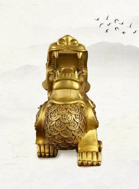 厂家纯青铜金钱貔貅摆件青铜金钱貔貅公司办公室工艺品摆件