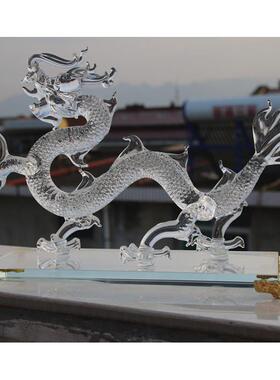 高档龙摆件品白水晶龙商务礼开 导办公工艺礼品摆饰12十二业生肖