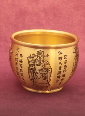 黄铜聚财盆五路财神五路神缸招财进宝聚宝财家具装饰礼品摆件缸开