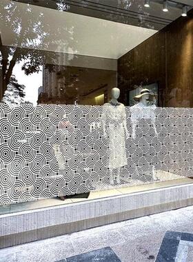 潮新中式橱玻璃贴纸腰线服装中式饭店厅窗祥云装饰静国电无胶m075