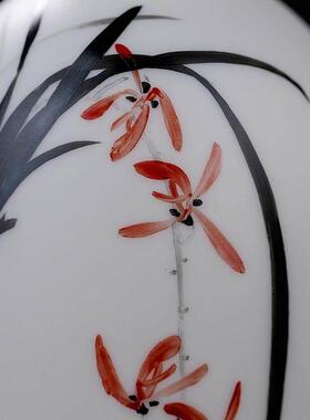 丝鼎羊脂玉瓷手绘梅兰竹菊小美人瓶花瓶中式书房摆件插花家居装饰
