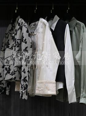新中式国风样板房衣帽间衣服鞋子首饰组合套装展厅衣柜饰品摆件