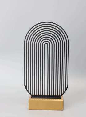 新0006中式金属黑屏风摆件样板售楼部书房色客厅房家居桌面术装艺