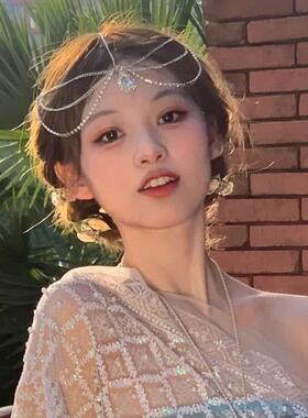 欧美异域风情公主头饰发链气质精灵女王水晶眉心坠古风新娘民族风