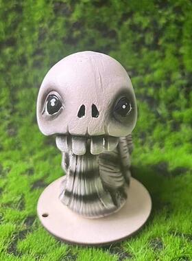 直销新款跨境新品树脂摆件万圣节装饰摇头骷髅蜗牛家居办公装饰树