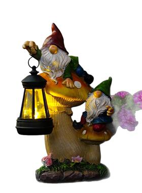 庭院摆件室内造景装饰蘑菇精灵跨境花园阳台户内外太阳能提灯发光