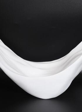 家居新中式哑光树脂托盘样板房客厅摆件茶几桌面白色创意船型果盘