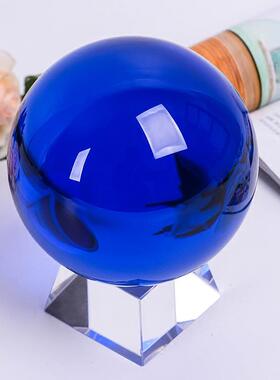高档大小蓝色水晶球摆件 祝福家居客厅办公室装饰品开业乔迁礼品
