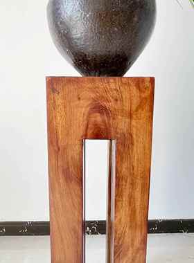 侘寂风中古实木墩底座柱子花瓶客厅玄关中式民宿酒店复古造景摆件