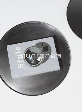 简约软现代极简黑钛金属酒柜PPN具托盘摆件茶几电装视餐桌收纳盘