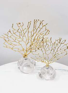 欧美式大理石厅珊瑚树居摆件创意式客海树书房酒柜办公家室桌面装