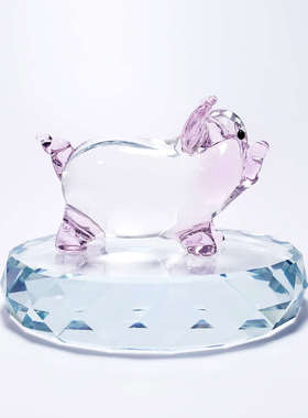 可爱小猪生日礼物水晶玻璃创意摆件十二生肖动物属相琉璃车载饰品