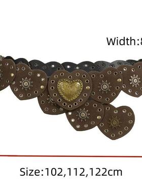 Brown Pinned Belt Y2k Accessories Decorated with White Love